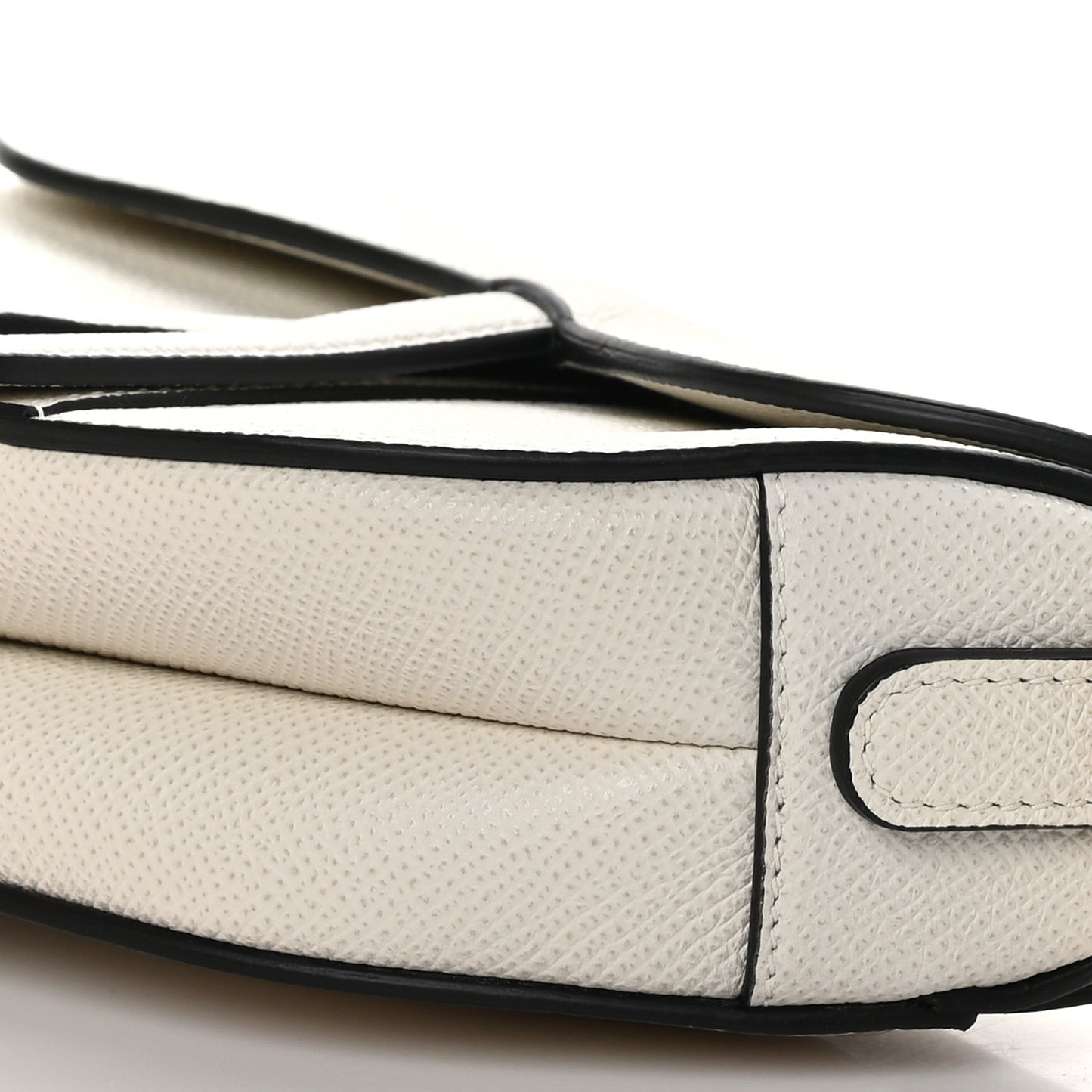 CHRISTIAN DIOR Grained Calfskin Mini Saddle Bag White