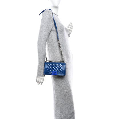 Chanel Patent Calfskin Quilted Small Plexiglass Boy Flap Blue 2 of 10