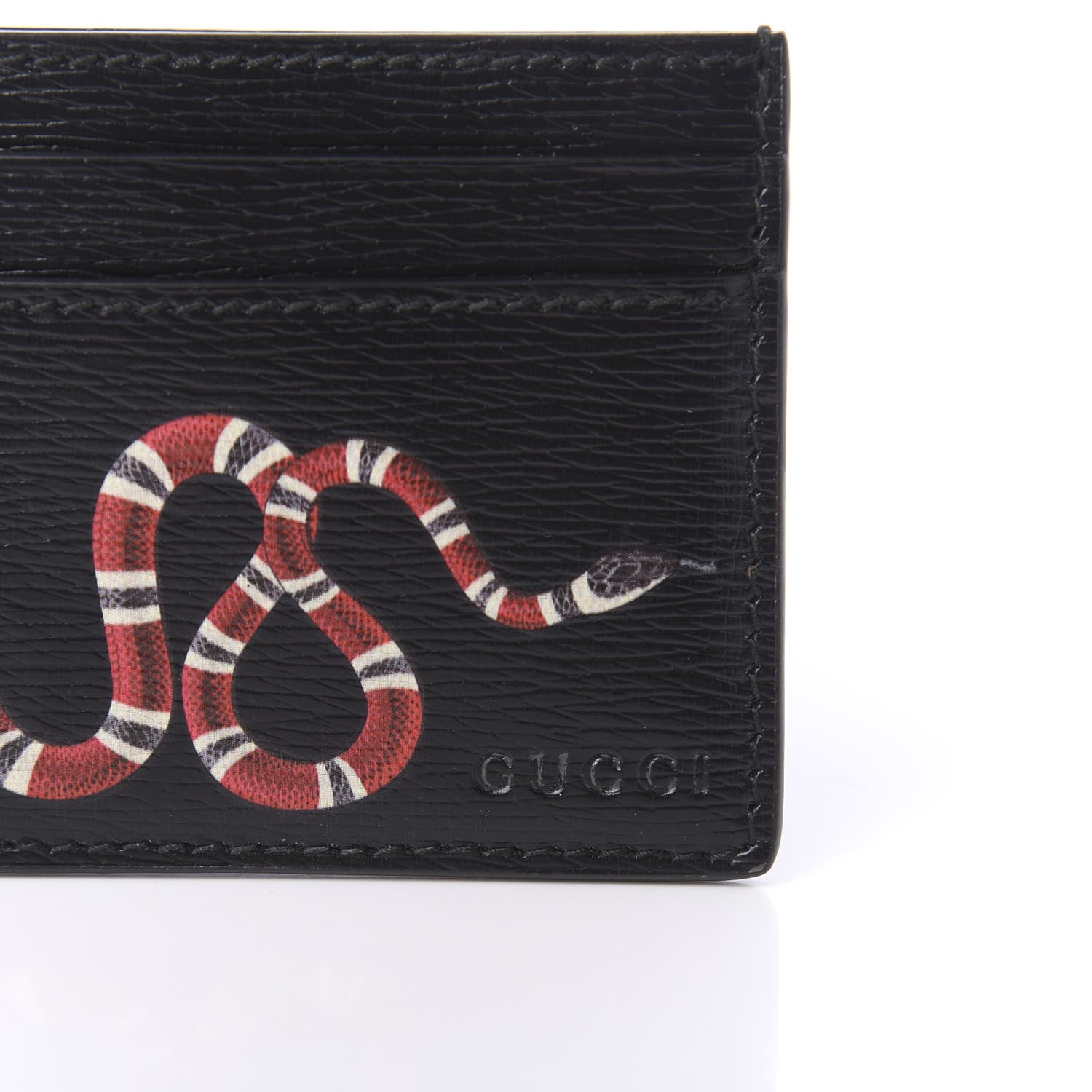 Gucci Calfskin Kingsnake Card Holder Black 7 of 9
