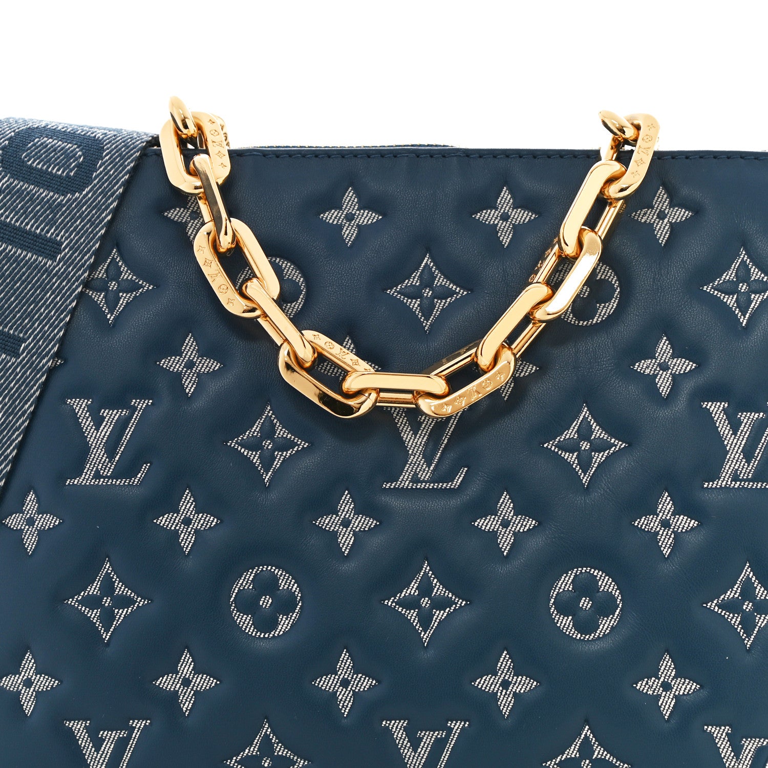 Louis Vuitton Lambskin Embossed Monogram Coussin PM Denim Blue 9 of 12