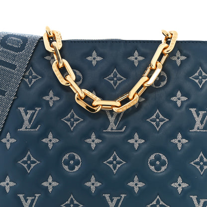 Louis Vuitton Lambskin Embossed Monogram Coussin PM Denim Blue 9 of 12