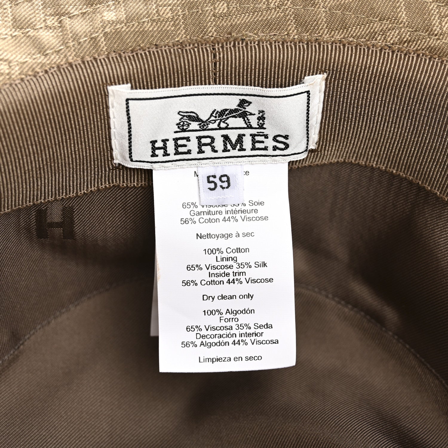 Hermes Cotton Jacquard Mosaic Farrah Hat 59 Vert Gobi 8 of 8