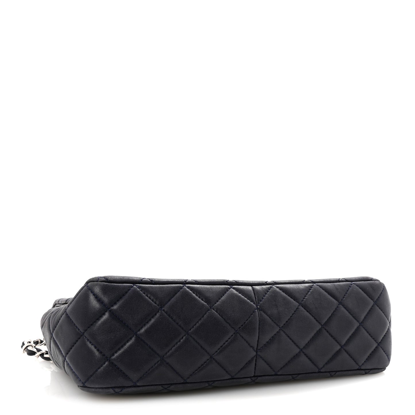 Lambskin Quilted Jumbo Single Flap Navy