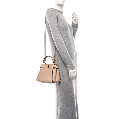 Fendi Vitello Granato Camoscio Selleria Macro Stitchings Mini Peekaboo Iconic Satchel Rosa Plaster 2 of 10