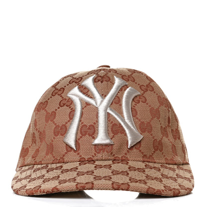 Gucci X MLB Monogram NY Yankees Baseball Hat 57-61 Beige Ruggine 2 of 7