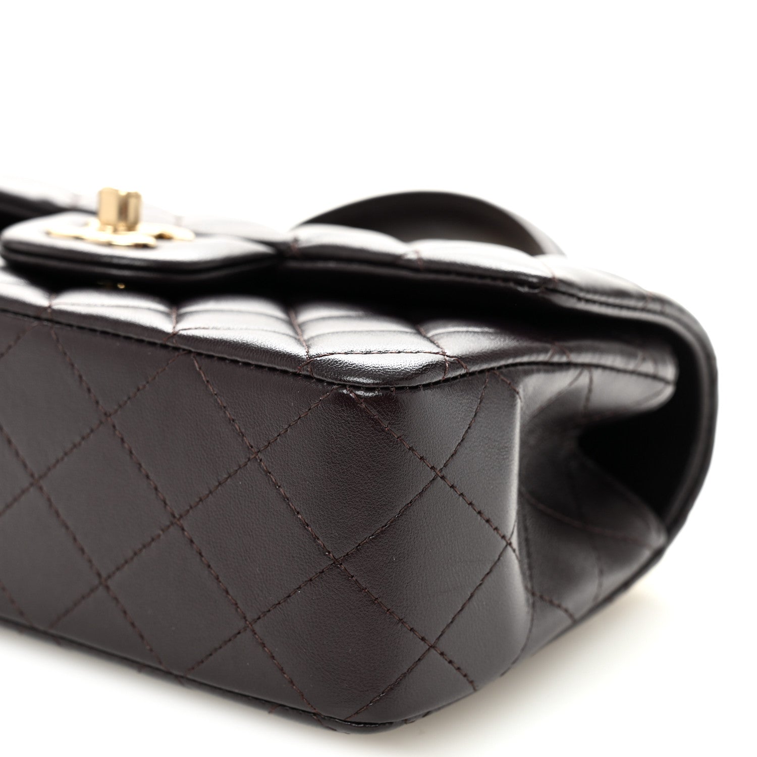 Chanel Lambskin Quilted Mini Top Handle Rectangular Flap Dark Purple 9 of 9