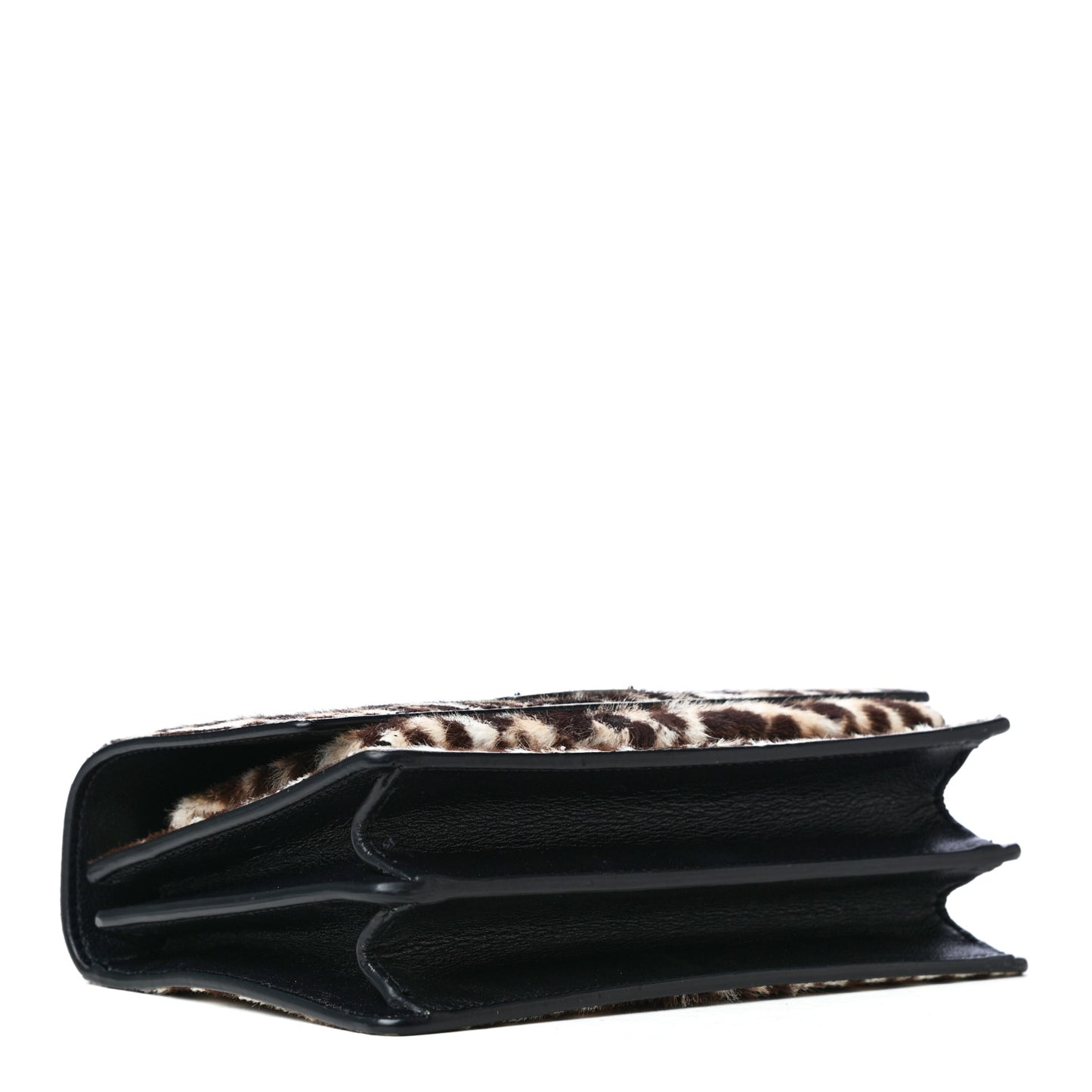 Calf Hair Leopard Print Monogram Small Sunset Chain Wallet Natural Black