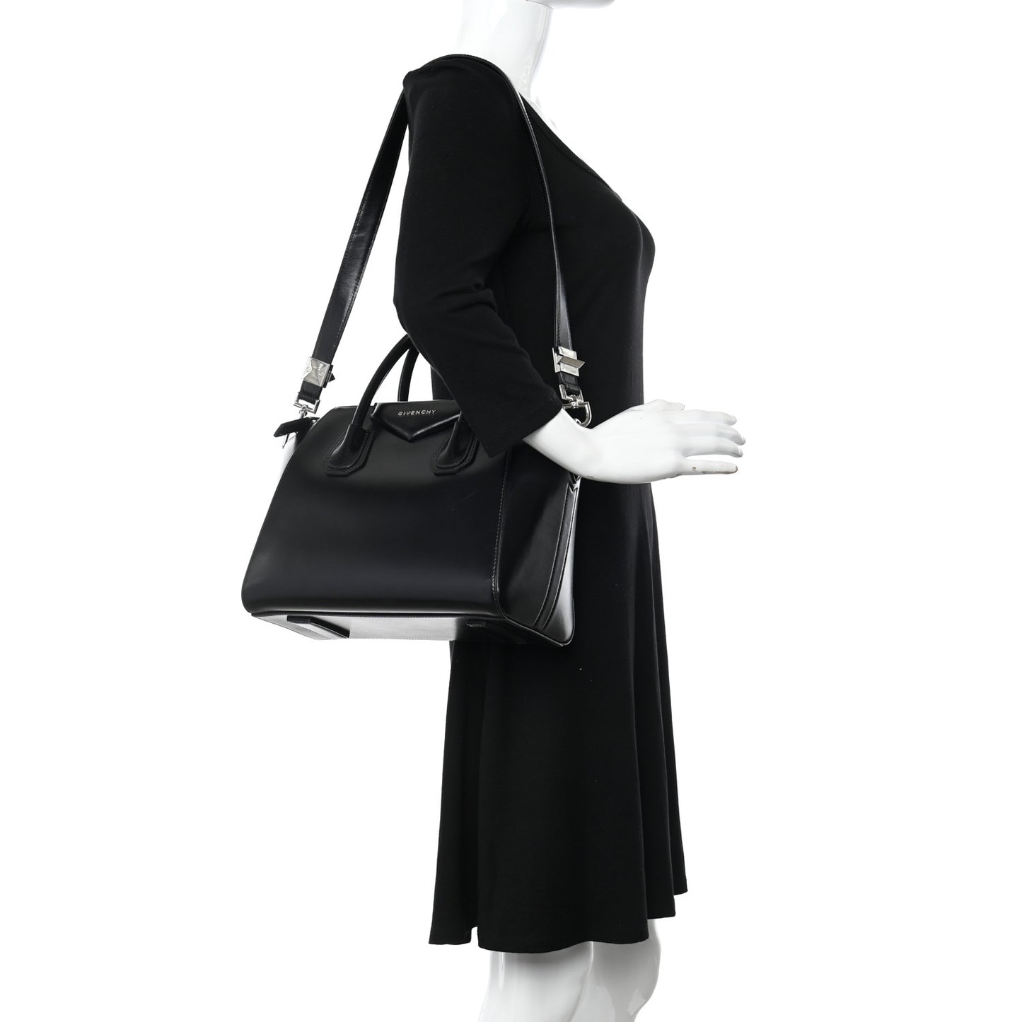 Shiny Lord Calfskin Small Antigona Black