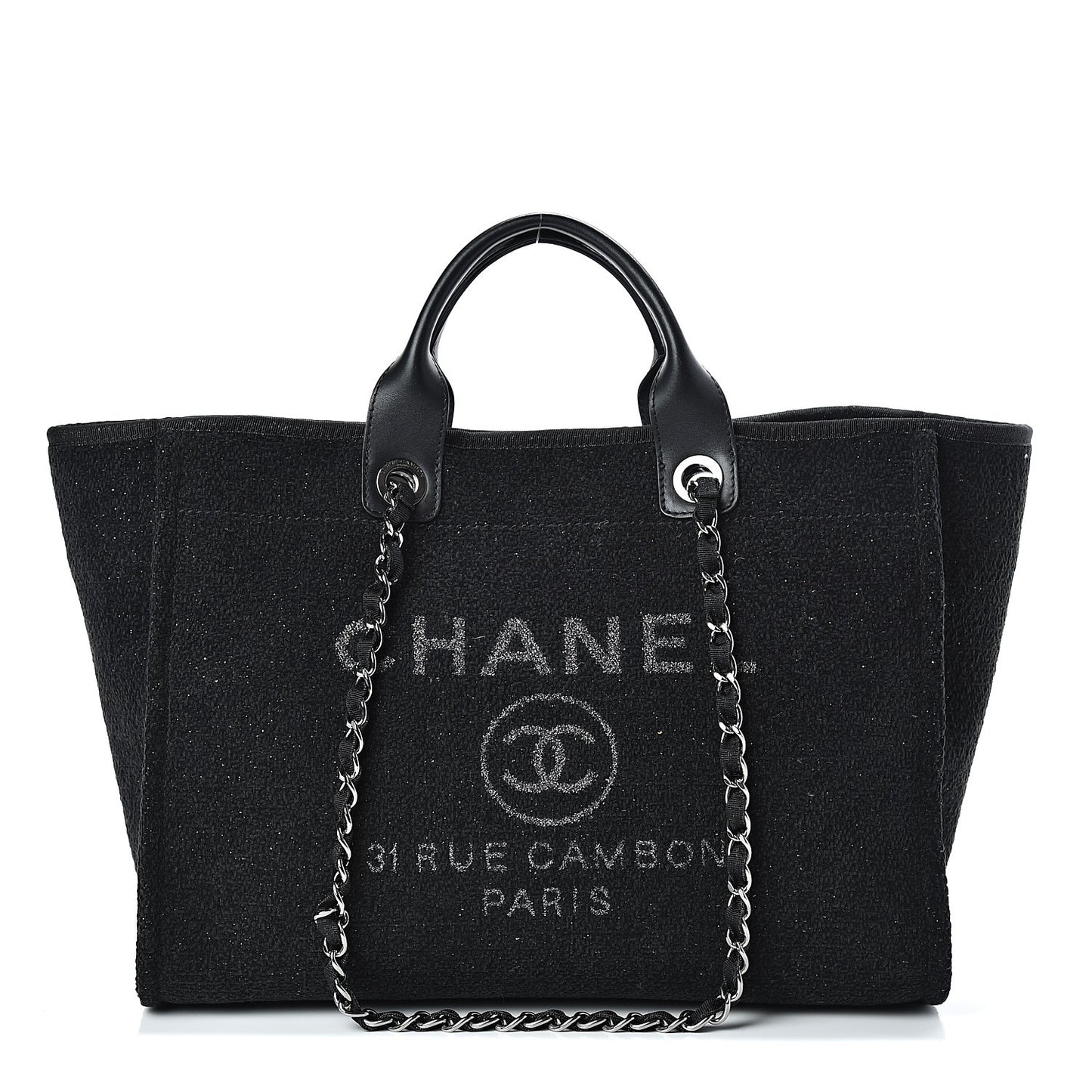 Lurex Boucle Medium Deauville Tote Black