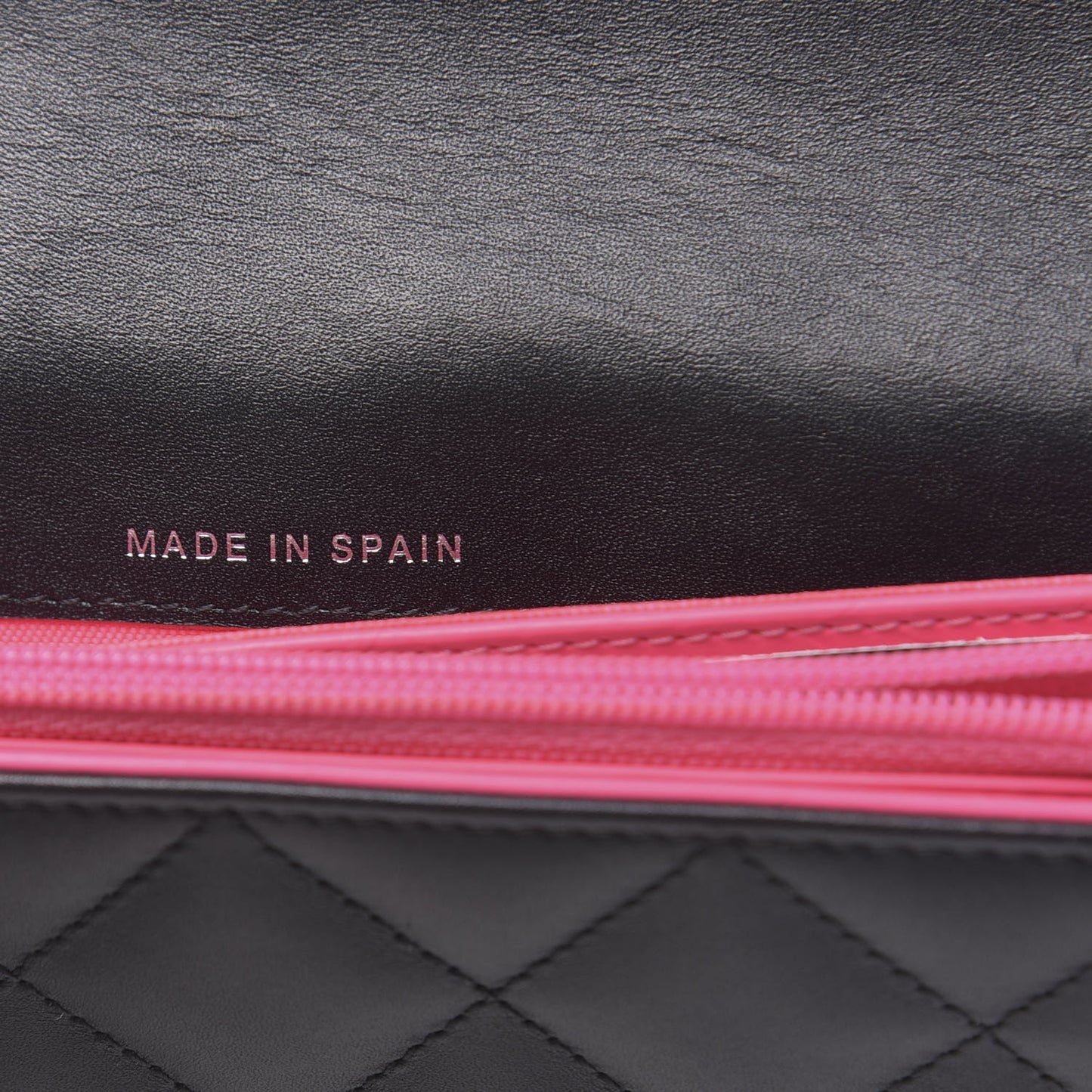 Calfskin Quilted Cambon Tri-Fold Wallet Black