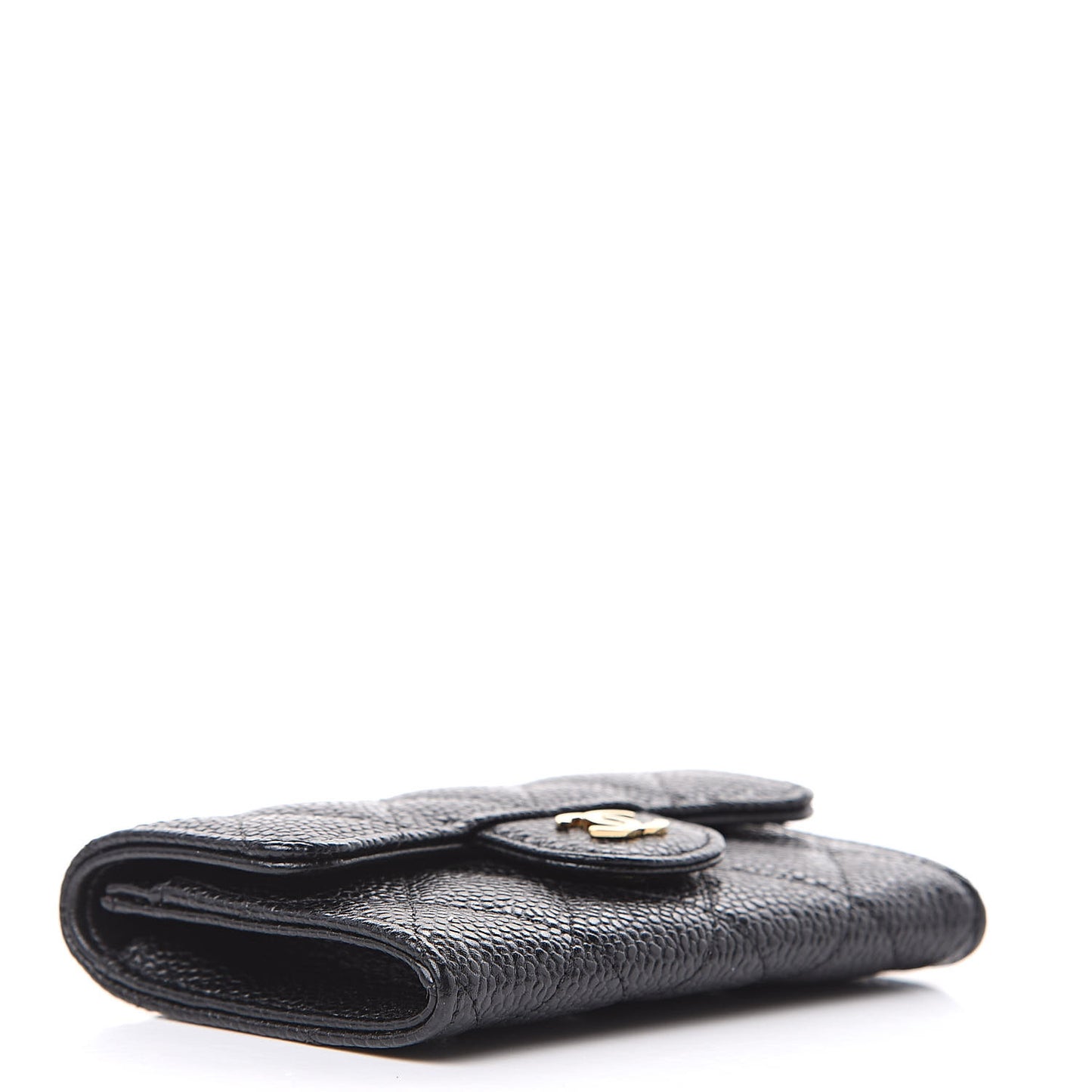 Caviar Quilted Flap Card Holder Black