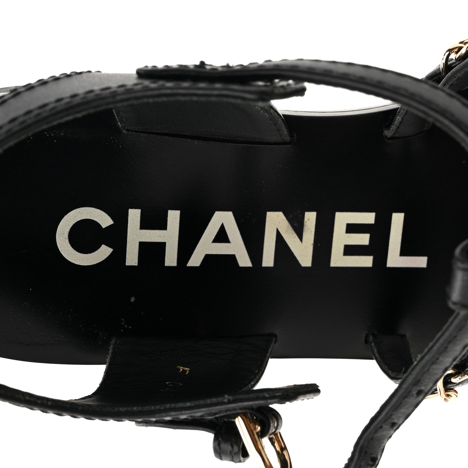 Chanel Calfskin Multi Chain CC Sandals 37 Black 8 of 11