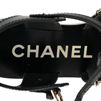 Chanel Calfskin Multi Chain CC Sandals 37 Black 8 of 11