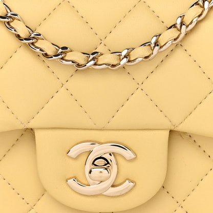 Chanel Lambskin Quilted Mini Top Handle Rectangular Flap Yellow 8 of 11