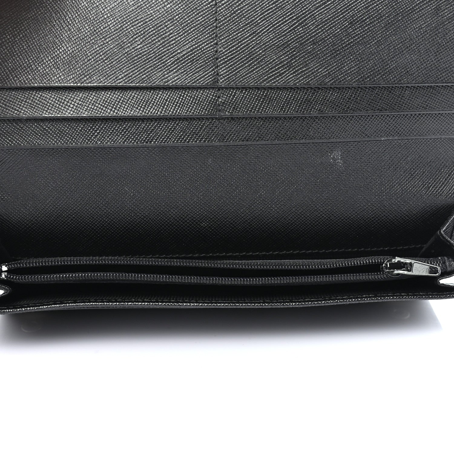 Prada Saffiano Triangle Continental Flap Wallet Black 5 of 9