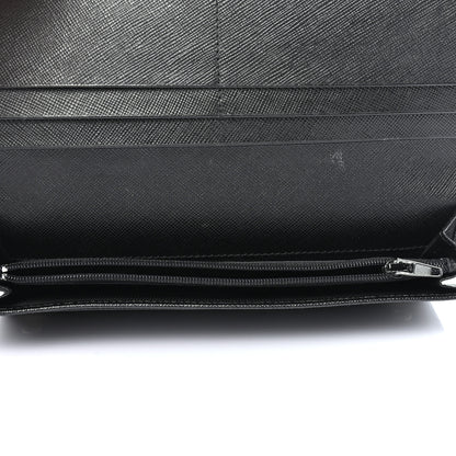 Prada Saffiano Triangle Continental Flap Wallet Black 5 of 9