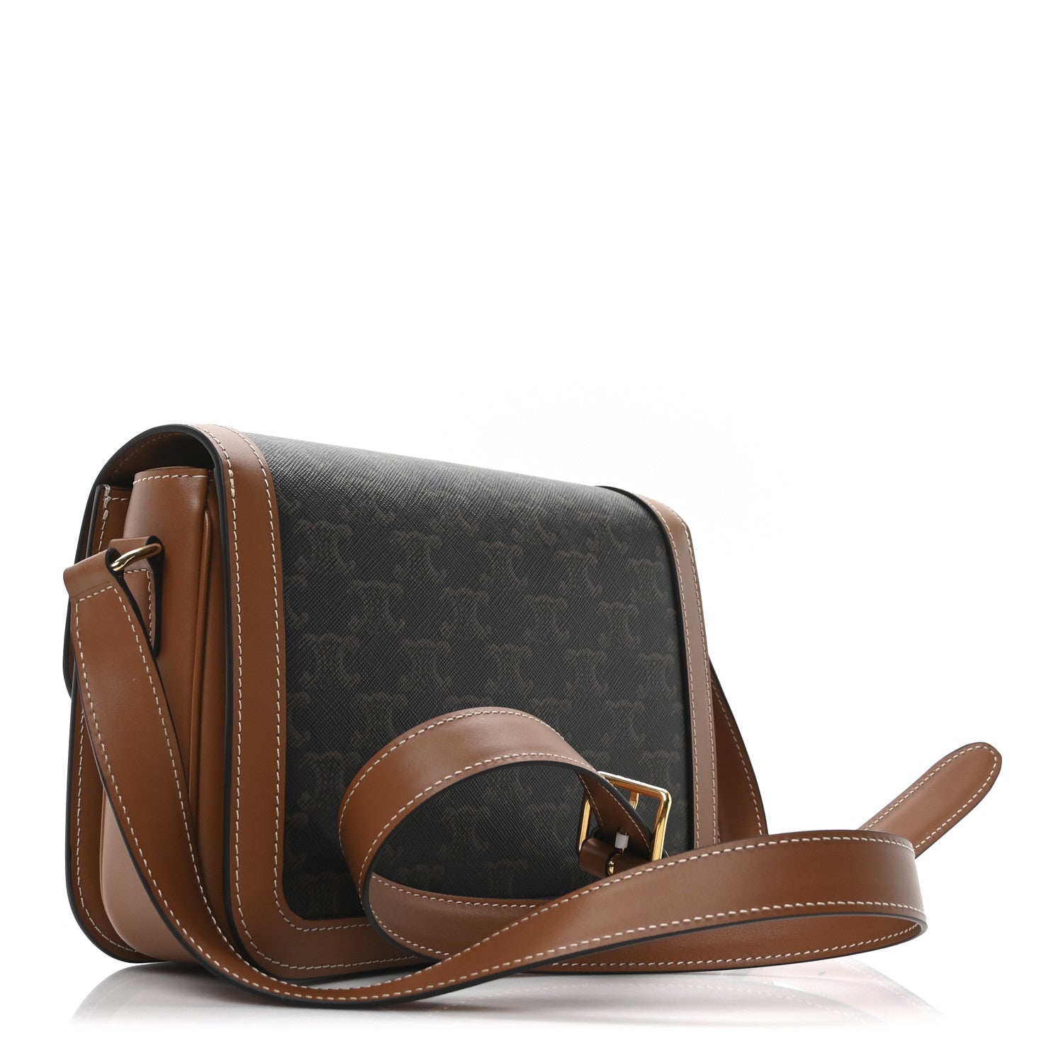 Celine Triomphe Canvas Calfskin Medium Triomphe Bag Tan 3 of 10