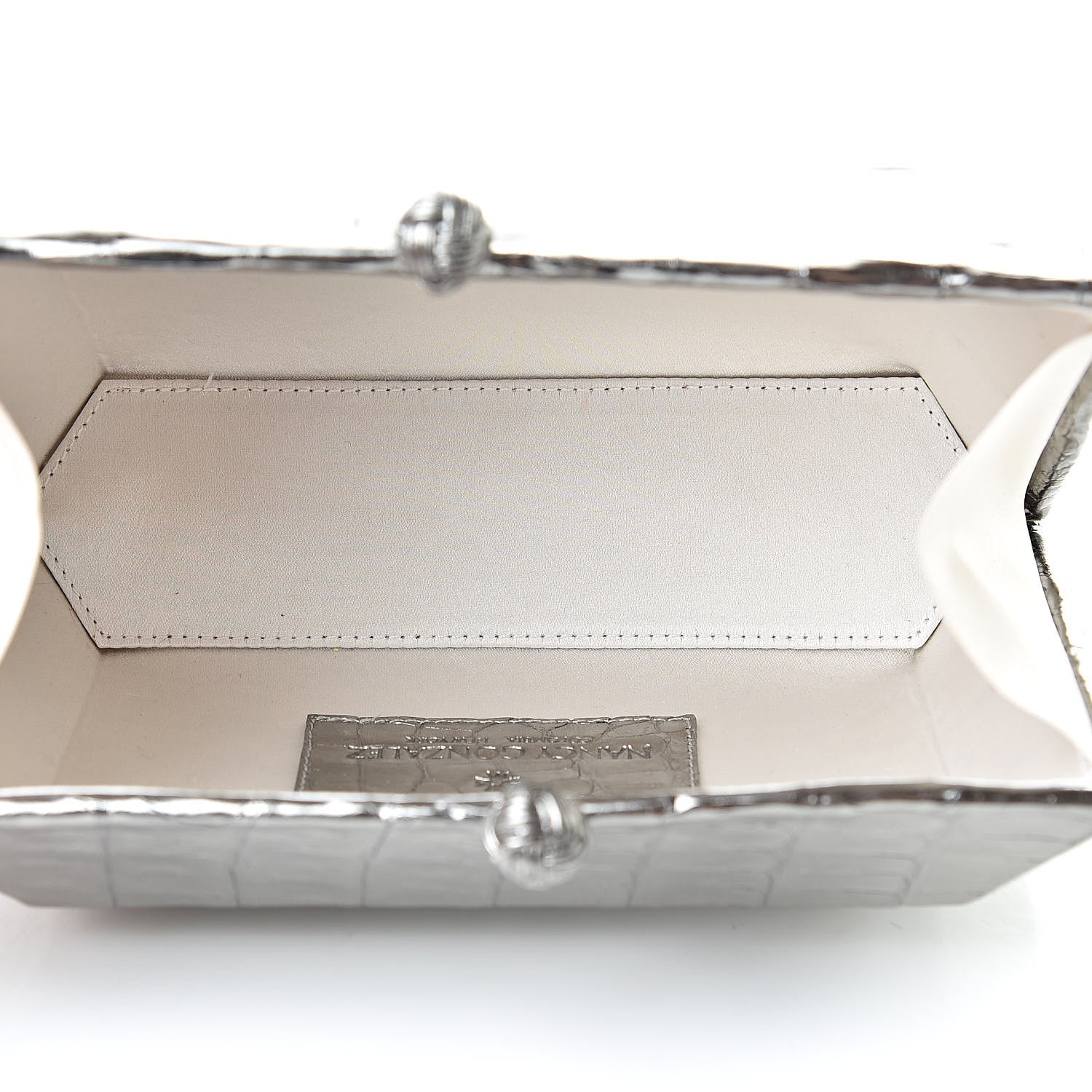 Nancy Gonzalez Metallic Crocodile Box Clutch Silver 5 of 7