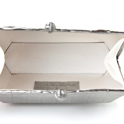 Nancy Gonzalez Metallic Crocodile Box Clutch Silver 5 of 7