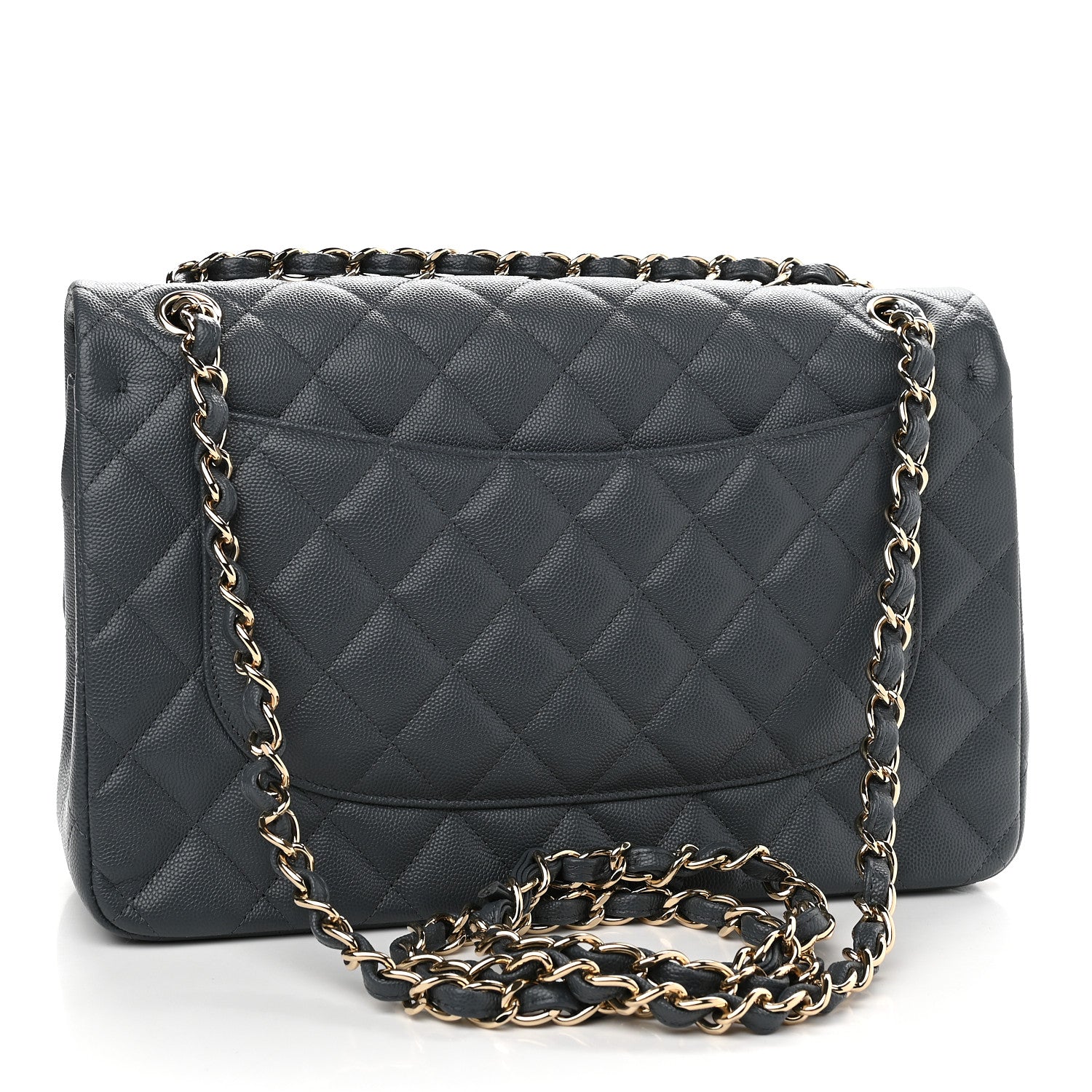 Chanel Caviar Quilted Jumbo Double Flap Dark Blue 3 of 9