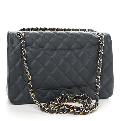 Chanel Caviar Quilted Jumbo Double Flap Dark Blue 3 of 9