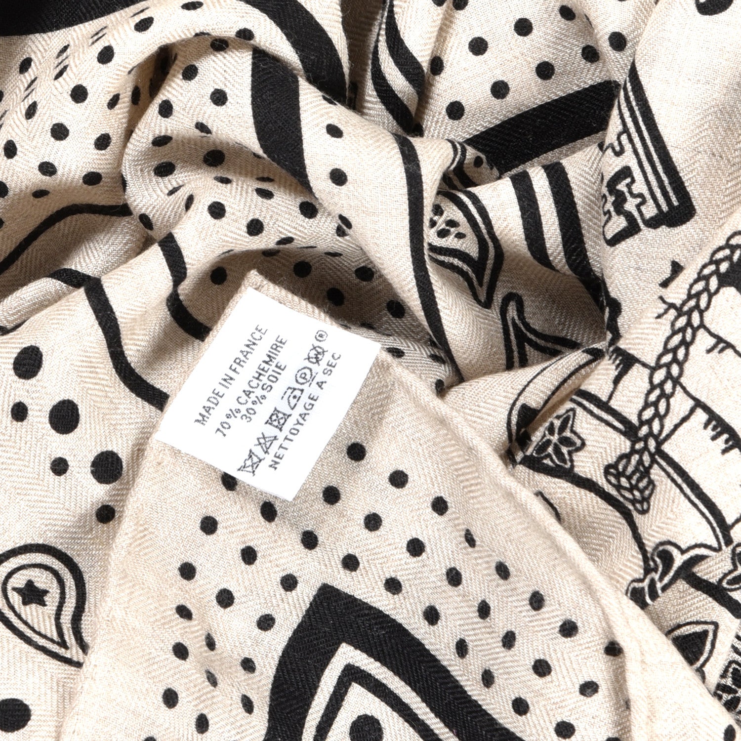 Hermes Cashmere Silk Les Cles Bandana Shawl 140 Marine Naturel