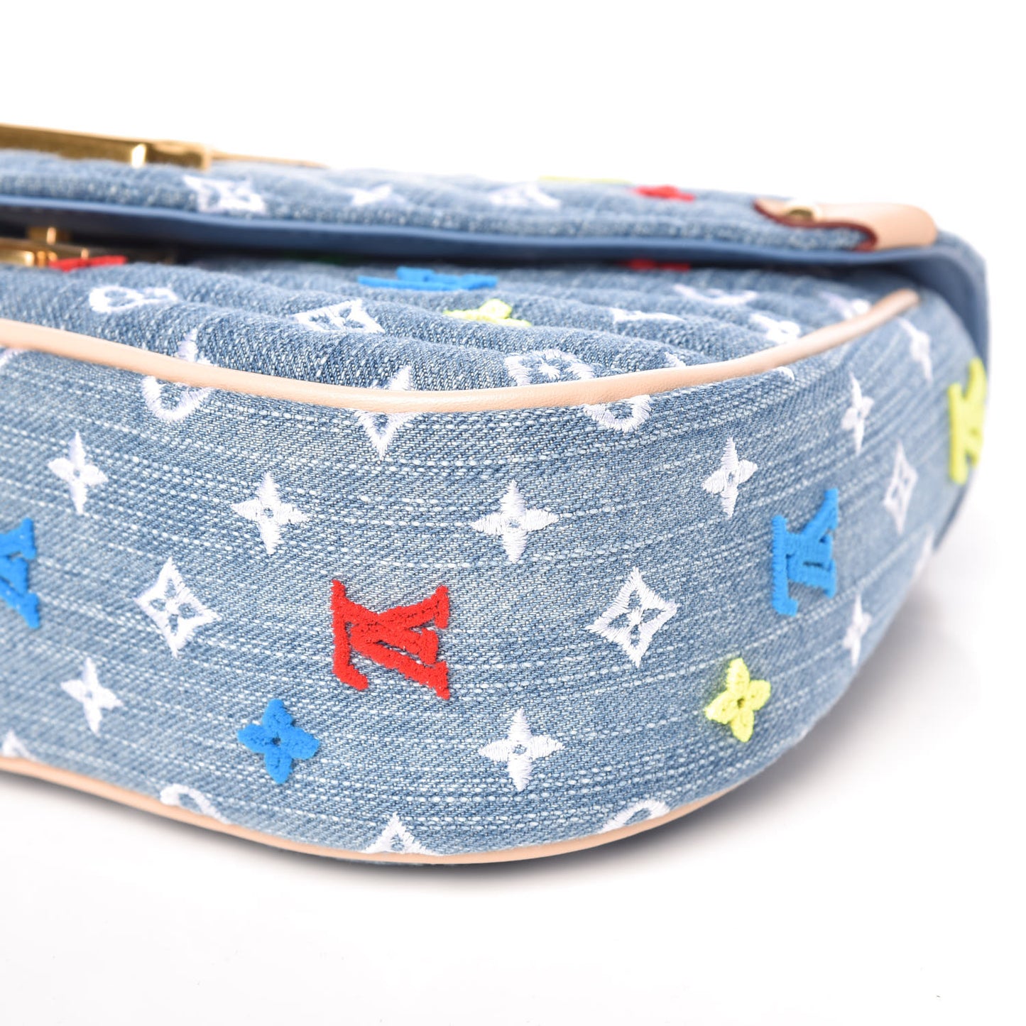 Embroidered Monogram Denim New Wave Chain MM
