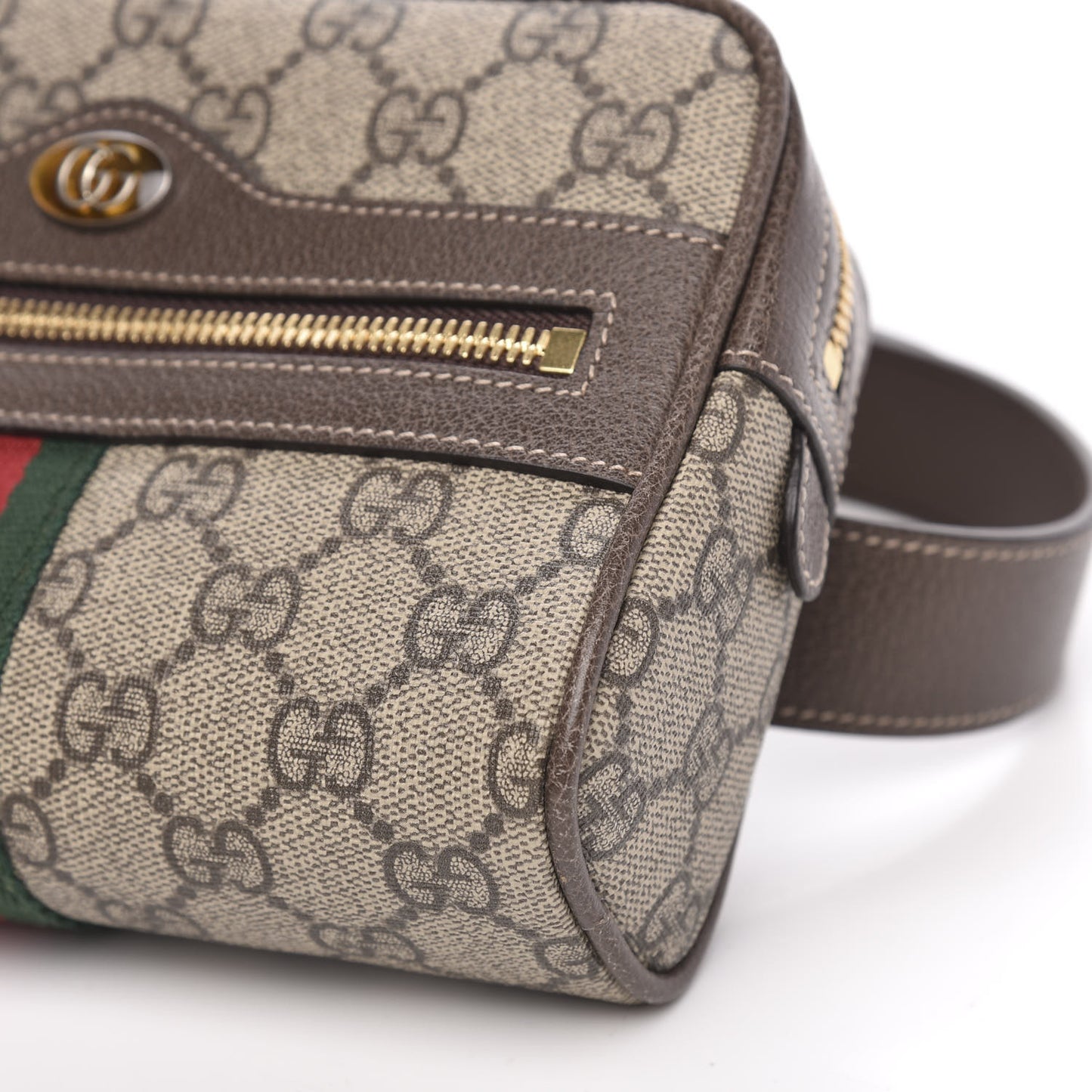 GG Supreme Monogram Web Small Ophidia Belt Bag 85 34 Dark Brown