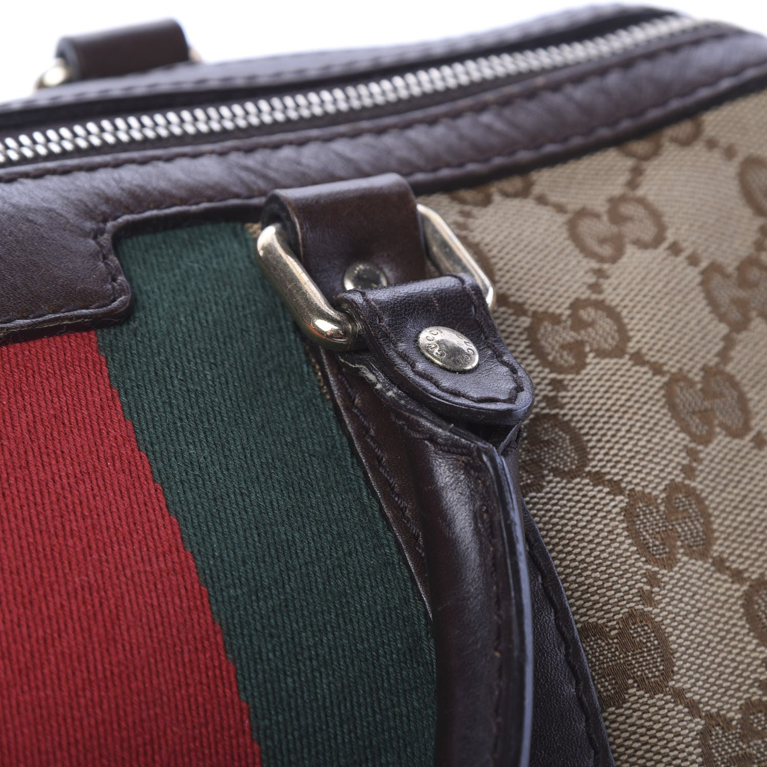 Gucci Monogram Vintage Web Medium Boston Dark Brown 21 of 23