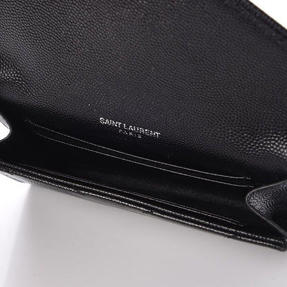 Saint Laurent Grain De Poudre Matelasse Chevron Small Monogram Envelope Wallet Black 5 of 6