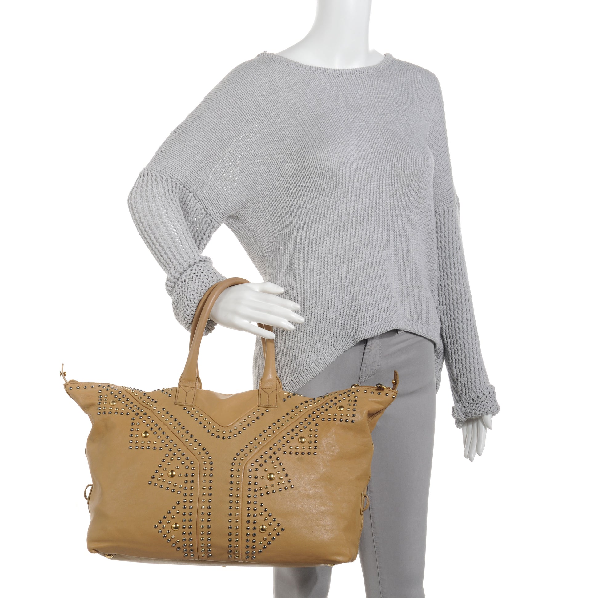 Saint Laurent Studded Sac Y Rock Beige 2 of 10