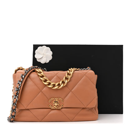 Chanel Lambskin Quilted Large Chanel 19 Flap Brown 12 of 12