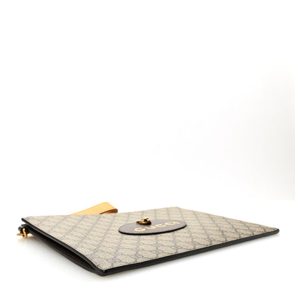 Gucci GG Supreme Monogram Neo Vintage Zip Wristlet Pouch Beige New Acero Crop 4 of 7
