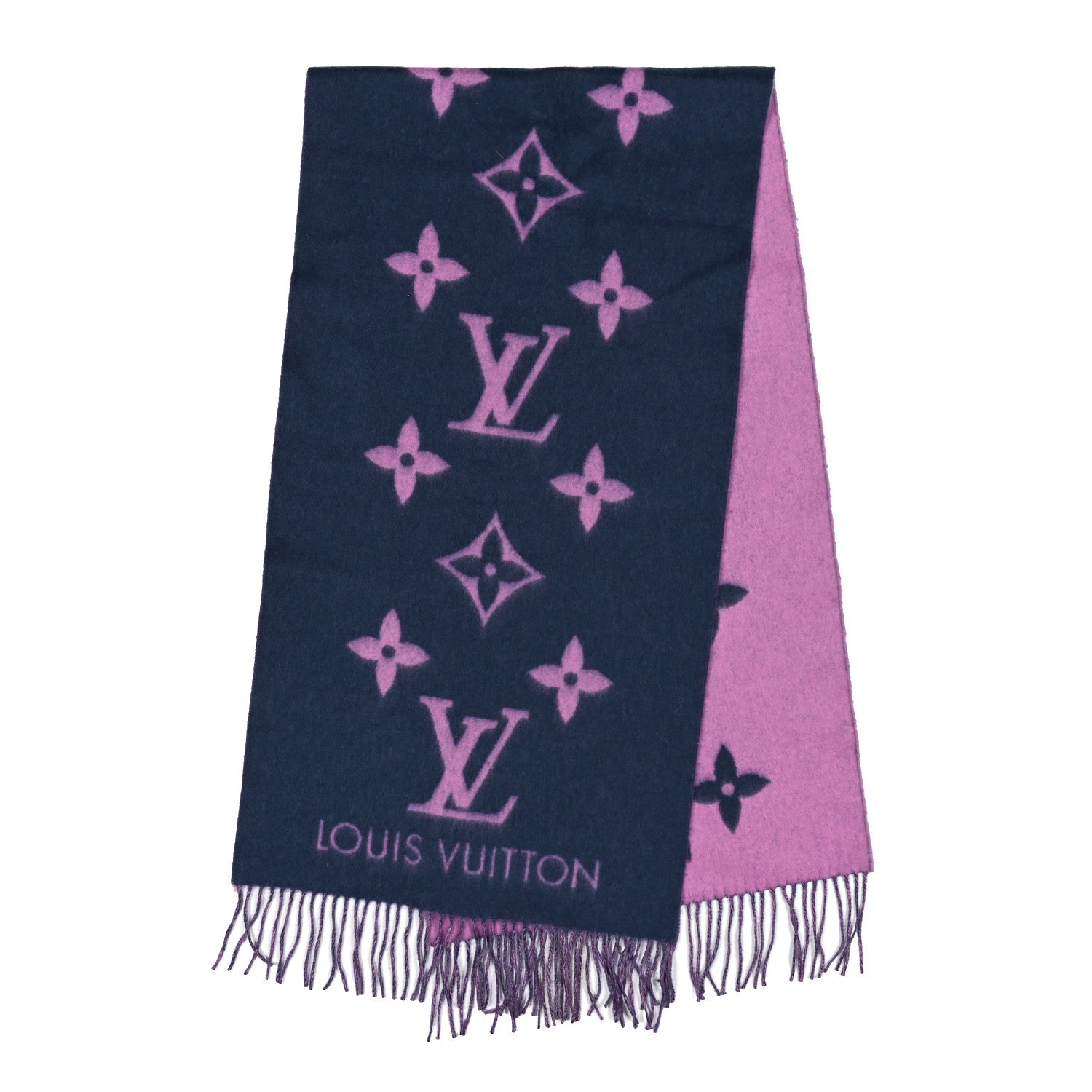 Louis Vuitton Cashmere Monogram Reykjavik Scarf Purple Pink 2 of 4