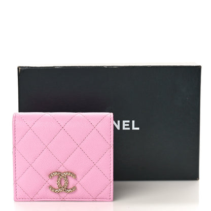 Chanel Caviar Metal Perforated Quilted CC Compact Bi-Fold Flap Wallet Lilac Light Green 10 of 10