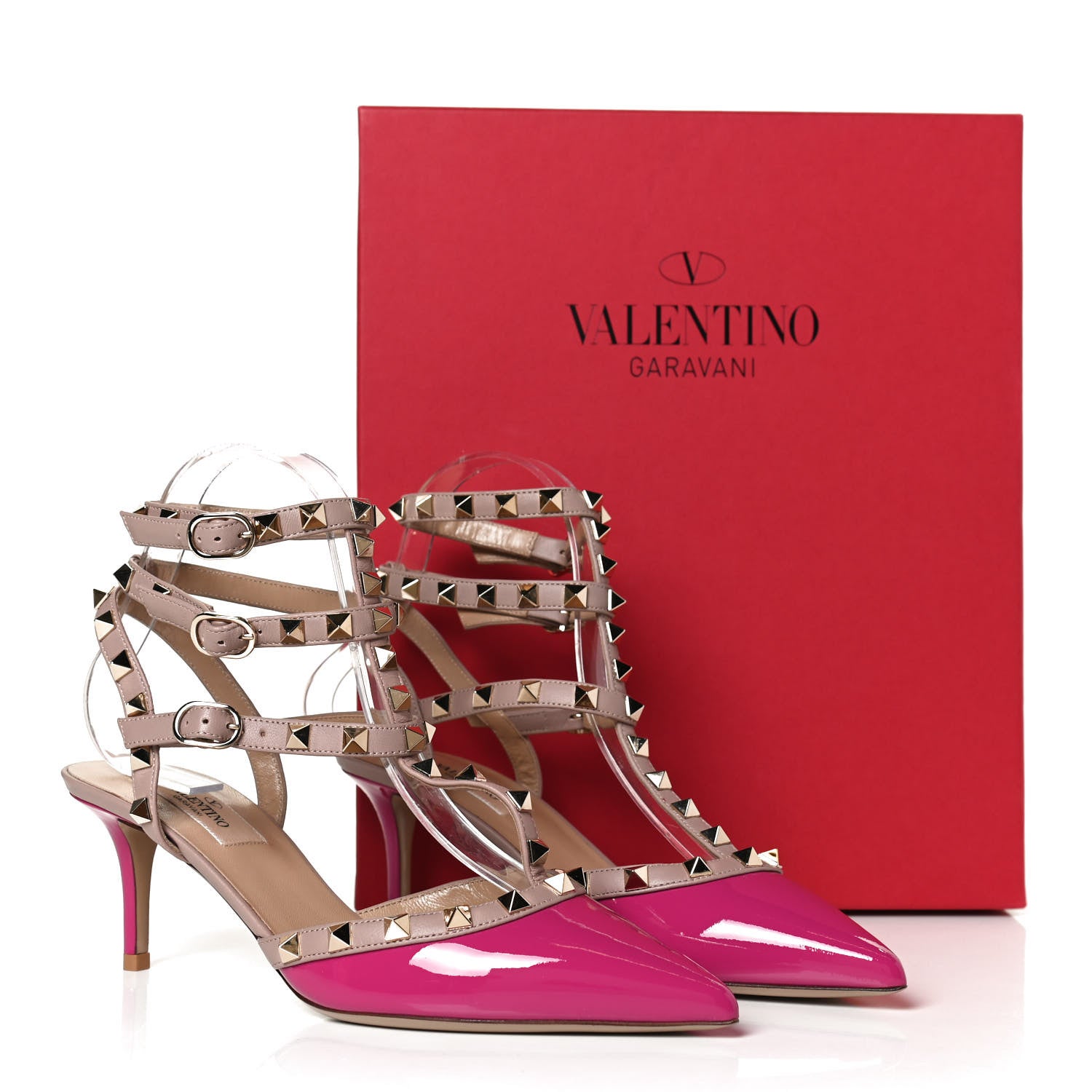 Valentino Garavani Patent Nappa Rockstud Ankle Strap 65mm Pumps 37.5 Fuxia Poudre 10 of 10
