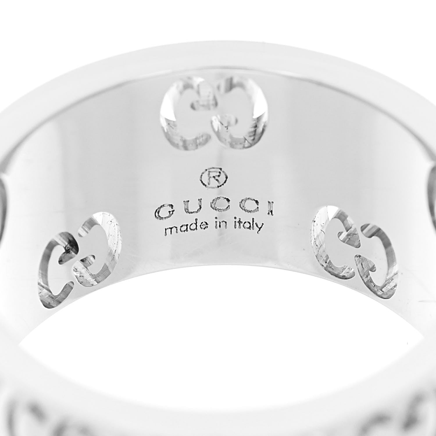 Gucci 18K White Gold Diamond Wide Icon Stardust Band Ring 50 5.5 4 of 7