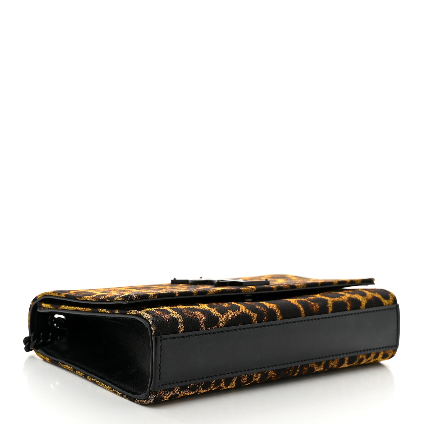 Jacquard Leopard Small Monogram Kate Satchel Oro Natural