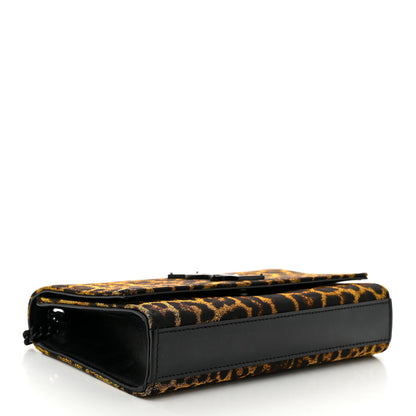 Saint Laurent Jacquard Leopard Small Monogram Kate Satchel Oro Natural 4 of 10