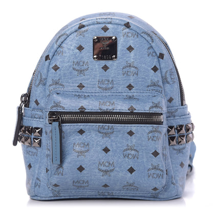 MCM Visetos Side Stud X-Mini Stark Bebe Boo Backpack Blue 1 of 9