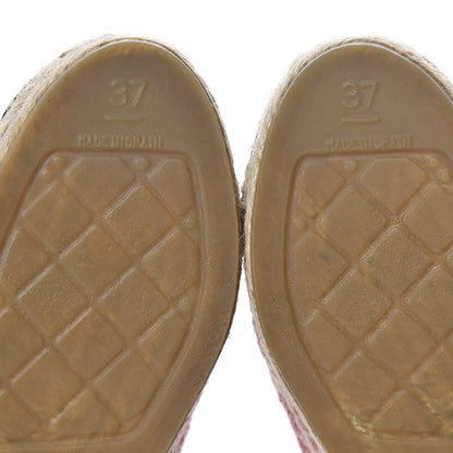 Chanel Velvet Grosgrain Quilted Camellia CC Espadrilles 37 Pink Black 9 of 11