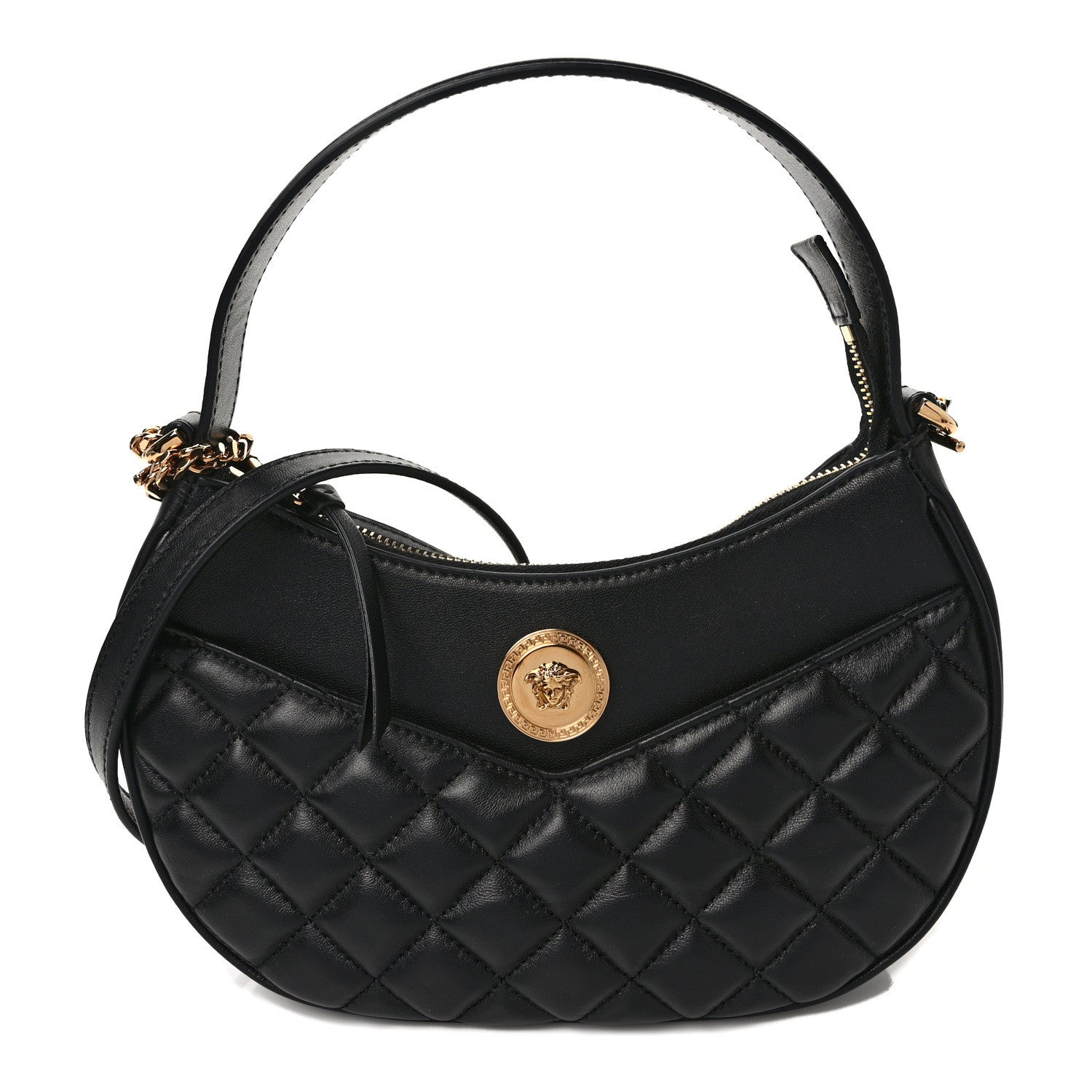 Versace Nappa Quilted Medusa Shoulder Bag Black 1 of 8