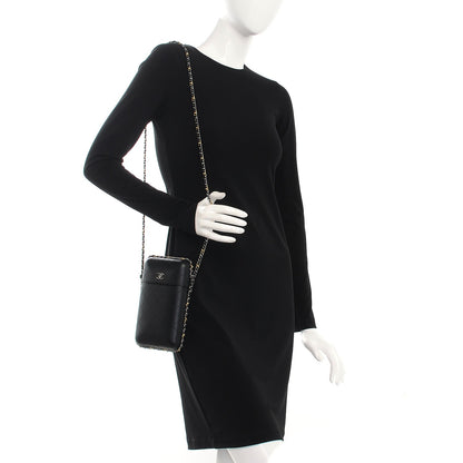 Chanel Lambskin Quilted Chain Around Phone Holder Black 2 of 8