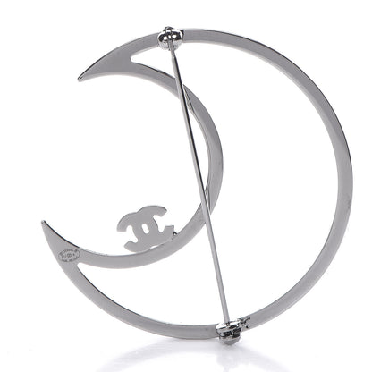 Chanel Crystal CC Moon Brooch Ruthenium 3 of 5