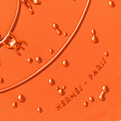 Hermes Silk Vif Argent Pocket Square Scarf Orange 2 of 3