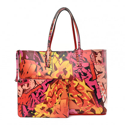 Christian Louboutin Calfskin Metro Graf Spikes East West Cabata Tote Red Multicolor 1 of 13