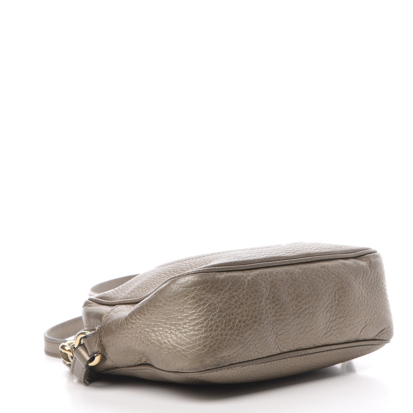 Metallic Pebbled Calfskin Small Soho Disco Bag Golden Beige