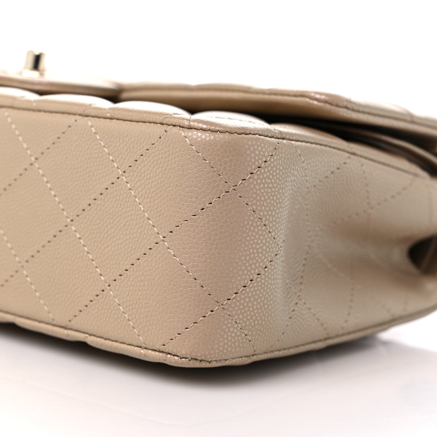 Chanel Iridescent Caviar Quilted Medium Double Flap Dark Beige 9 of 10