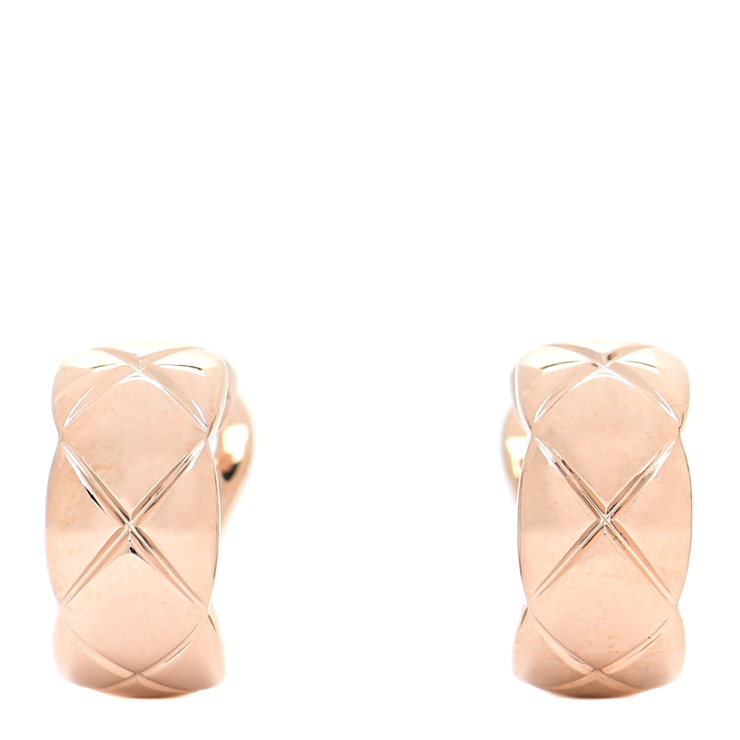 Chanel 18K Beige Gold Coco Crush Hoop Earrings 1 of 5