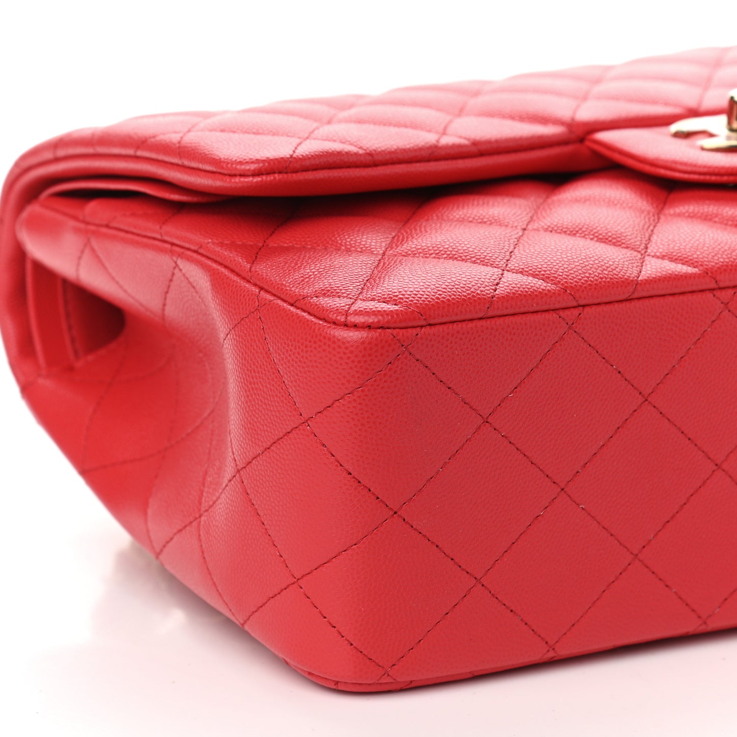Caviar Quilted Jumbo Double Flap Red